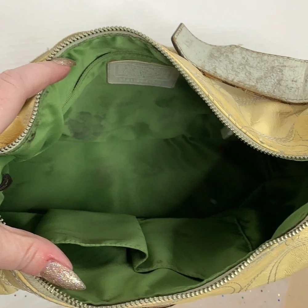 Coach creamy yellow  Patent Leather Hobo #  F17421